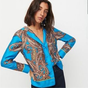 NWT J. Crew Drapey Paisley Button Down Top